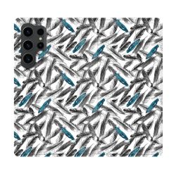 Housse Cuir Portefeuille Pour Samsung Galaxy S23 Ultra Texture Plume Canard
