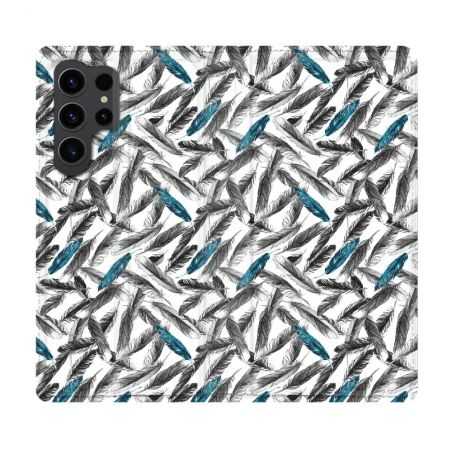 Housse Cuir Portefeuille Pour Samsung Galaxy S23 Ultra Texture Plume Canard