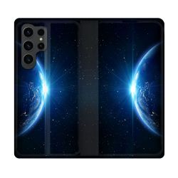 Housse Cuir Portefeuille Pour Samsung Galaxy S23 Ultra Univers Planete Terre