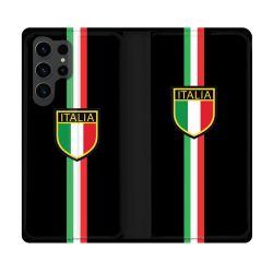 Housse Cuir Portefeuille Pour Samsung Galaxy S23 Ultra Voyage Italie 3 Noir