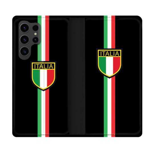 Housse Cuir Portefeuille Pour Samsung Galaxy S23 Ultra Voyage Italie 3 Noir