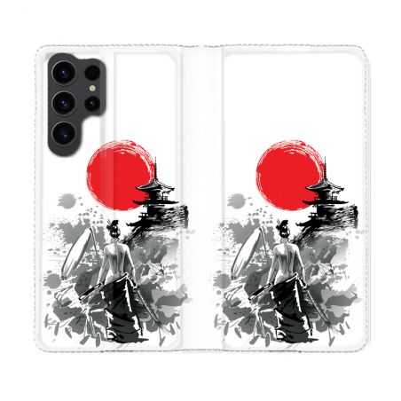 Housse Cuir Portefeuille Pour Samsung Galaxy S23 Ultra Voyage Japon Femme