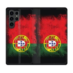 Housse Cuir Portefeuille Pour Samsung Galaxy S23 Ultra Voyage Portugal Drapeau