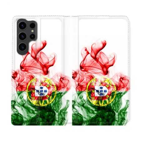 Housse Cuir Portefeuille Pour Samsung Galaxy S23 Ultra Voyage Portugal Flamme