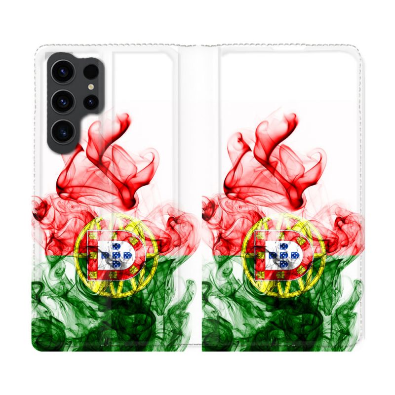 Housse Cuir Portefeuille Pour Samsung Galaxy S23 Ultra Voyage Portugal Flamme