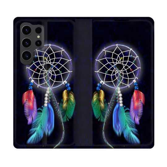 Housse Cuir Portefeuille Pour Samsung Galaxy S23 Ultra Zen Attrape Reve Multicolore