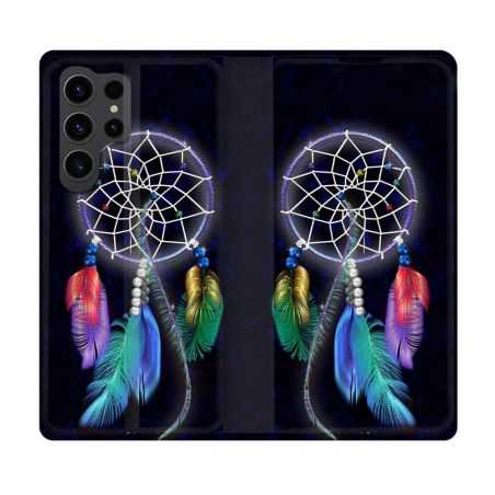Housse Cuir Portefeuille Pour Samsung Galaxy S23 Ultra Zen Attrape Reve Multicolore