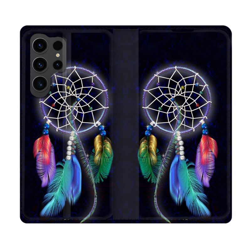 Housse Cuir Portefeuille Pour Samsung Galaxy S23 Ultra Zen Attrape Reve Multicolore