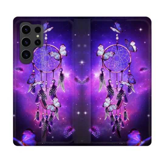 Housse Cuir Portefeuille Pour Samsung Galaxy S23 Ultra Zen Attrape Reve Papillon