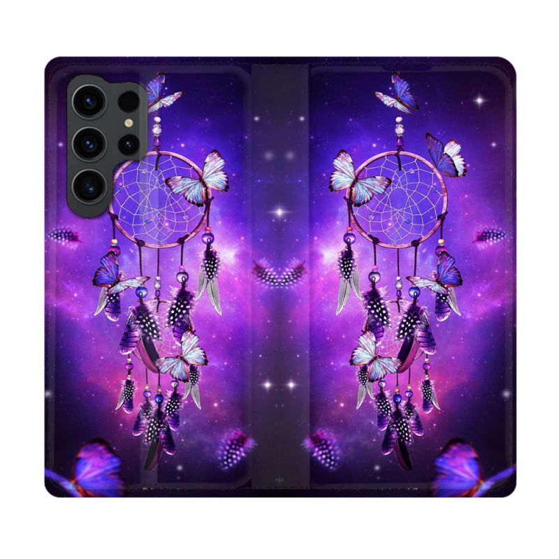 Housse Cuir Portefeuille Pour Samsung Galaxy S23 Ultra Zen Attrape Reve Papillon
