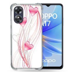 Coque Renforcée Pour Oppo A17 Amour Coeur Rose Montant sur Blanc