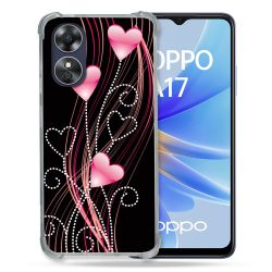 Coque Renforcée Pour Oppo A17 Amour Coeur Rose Montant sur Noir