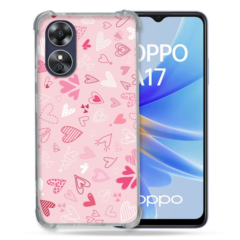 Coque Renforcée Pour Oppo A17 Amour Ptis Coeurs