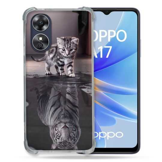 Coque Renforcée Pour Oppo A17 Animal Chat Reflet
