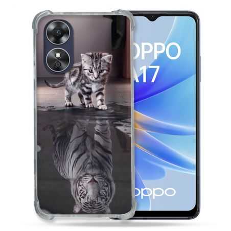 Coque Renforcée Pour Oppo A17 Animal Chat Reflet