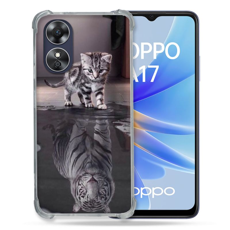 Coque Renforcée Pour Oppo A17 Animal Chat Reflet