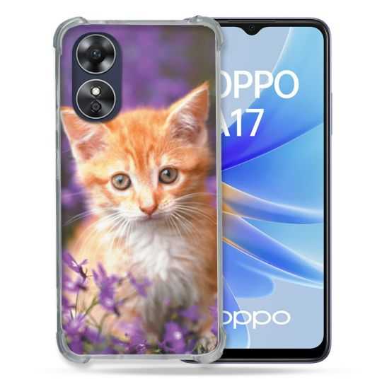 Coque Renforcée Pour Oppo A17 Animal Chat Violet