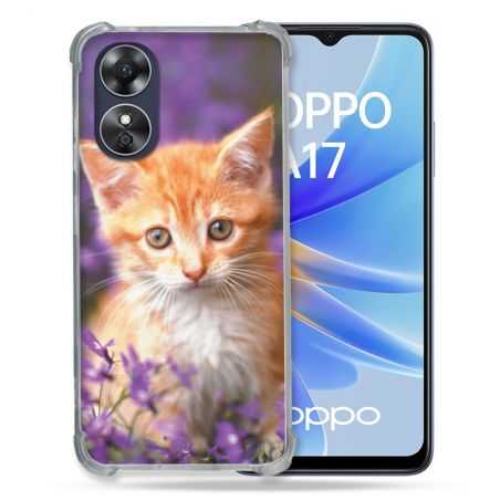 Coque Renforcée Pour Oppo A17 Animal Chat Violet