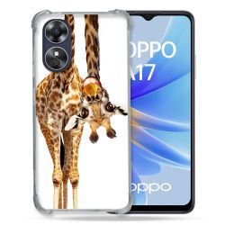 Coque Renforcée Pour Oppo A17 Animal Girafe Blanche