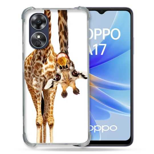 Coque Renforcée Pour Oppo A17 Animal Girafe Blanche