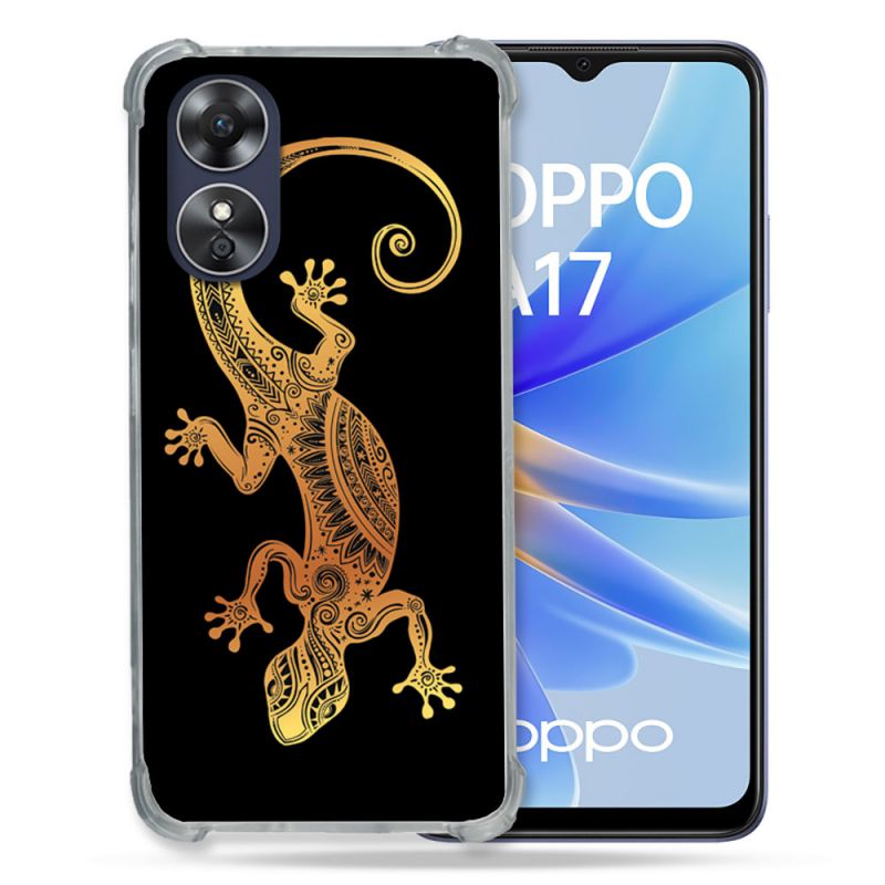 Coque Renforcée Pour Oppo A17 Animal Lezard Noir