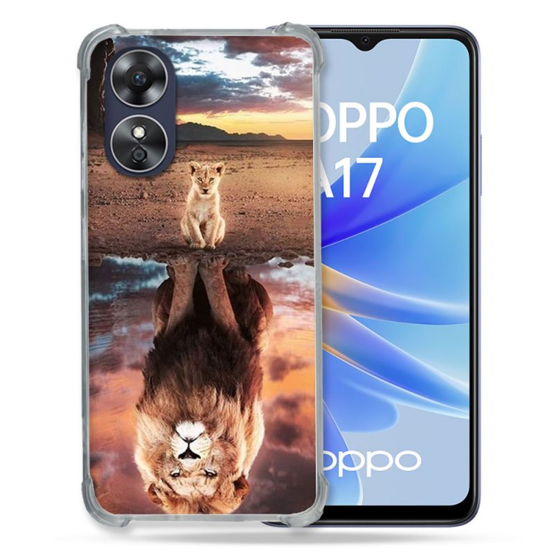 Coque Renforcée Pour Oppo A17 Animal Lion Reflet
