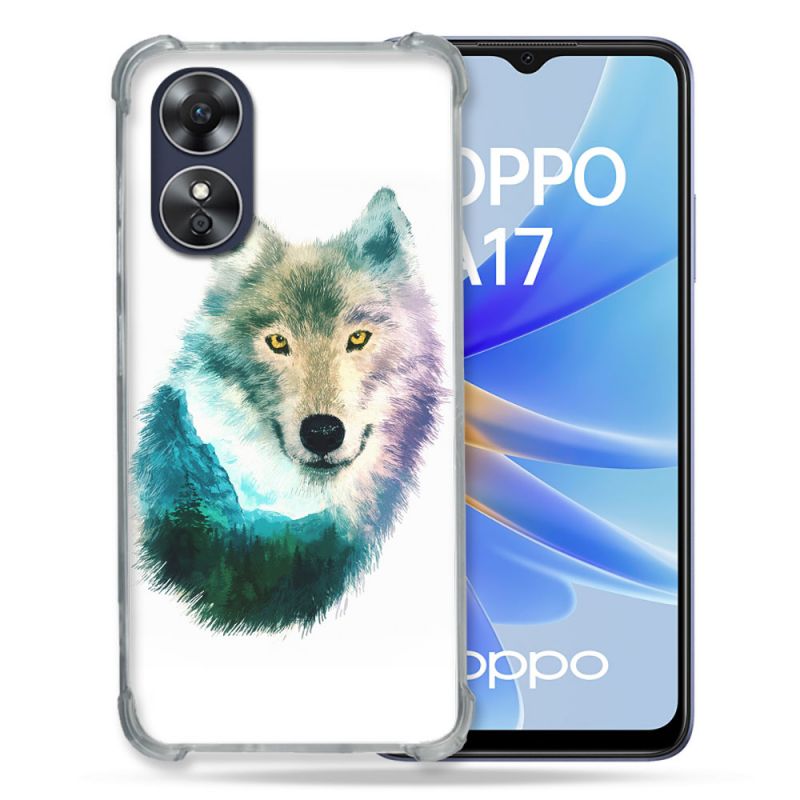Coque Renforcée Pour Oppo A17 Animal Loup Montagne