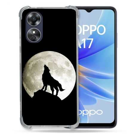Coque Renforcée Pour Oppo A17 Animal Loup Noir