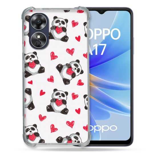 Coque Renforcée Pour Oppo A17 Animal Panda Cœur