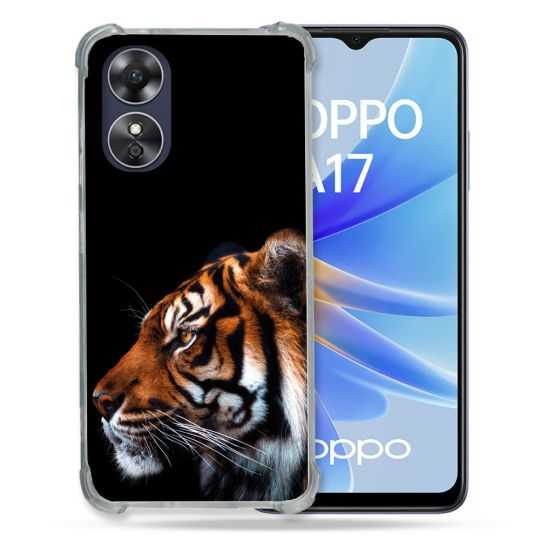 Coque Renforcée Pour Oppo A17 Animal Tigre Noir
