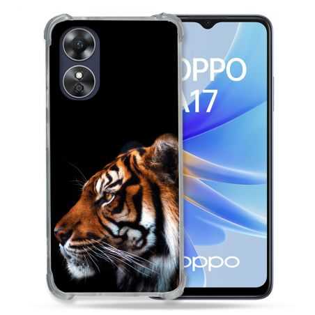 Coque Renforcée Pour Oppo A17 Animal Tigre Noir