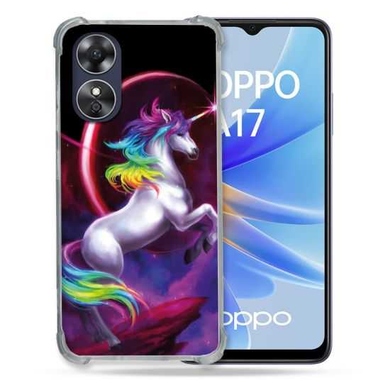 Coque Renforcée Pour Oppo A17 Fantastique Licorne Arc en ciel