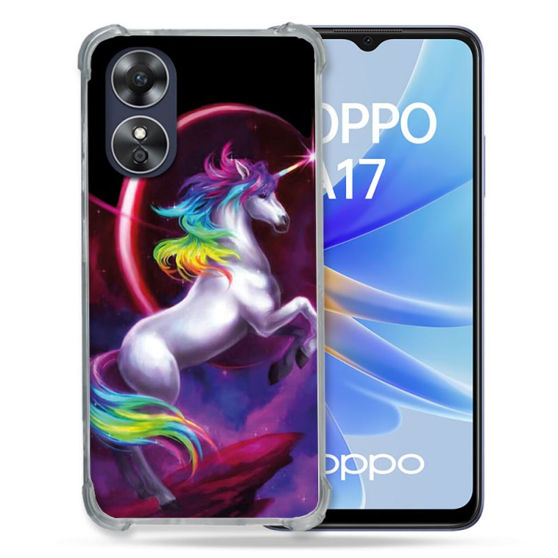 Coque Renforcée Pour Oppo A17 Fantastique Licorne Arc en ciel