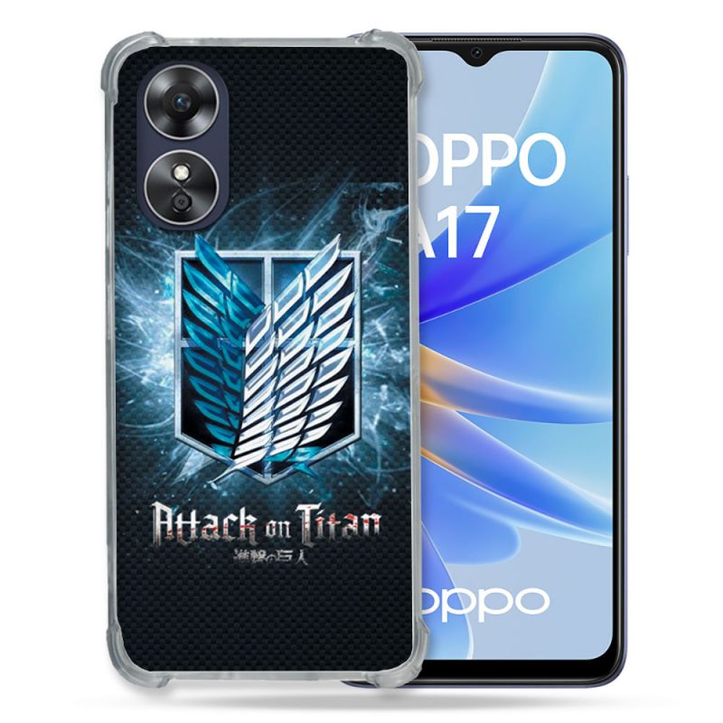 Coque Renforcée Pour Oppo A17 Manga Attaque Titans Noir
