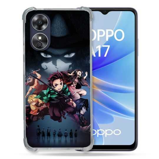 Coque Renforcée Pour Oppo A17 Manga Demon Slayer Noir