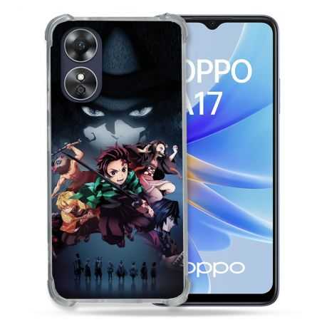 Coque Renforcée Pour Oppo A17 Manga Demon Slayer Noir