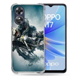 Coque Renforcée Pour Oppo A17 Moto Cross Ombre