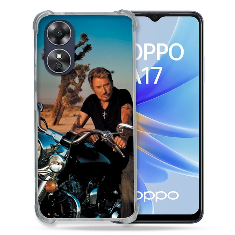 Coque Renforcée Pour Oppo A17 Musique Johnny Hallyday Moto