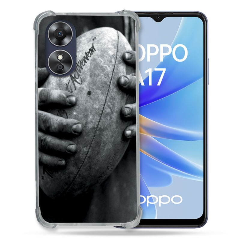 Coque Renforcée Pour Oppo A17 Sport Rugby Ballon Vintage
