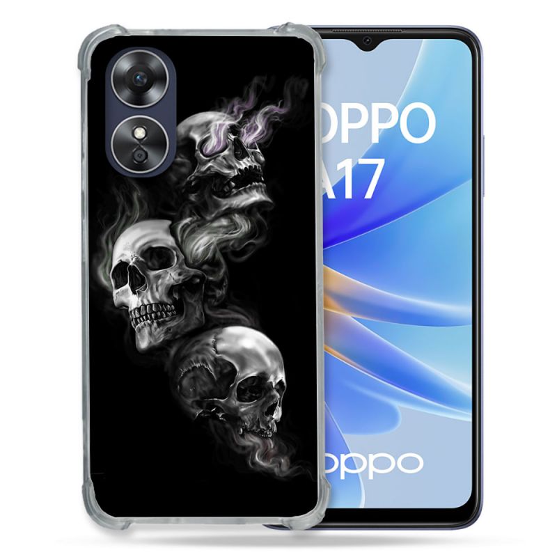 Coque Renforcée Pour Oppo A17 Tete de Mort Triple