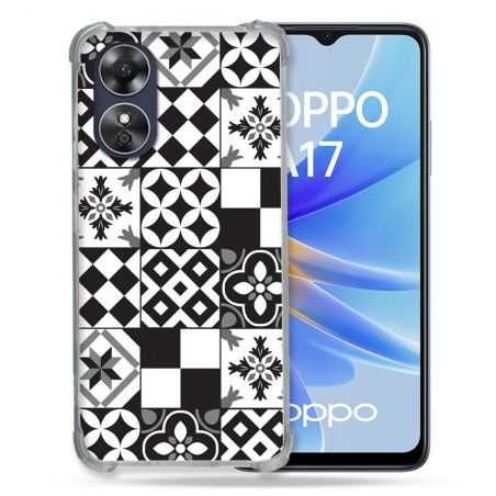 Coque Renforcée Pour Oppo A17 Texture Carreau Ciment Noir