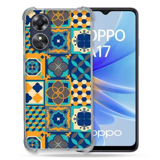 Coque Renforcée Pour Oppo A17 Texture Carreau Ciment Orange