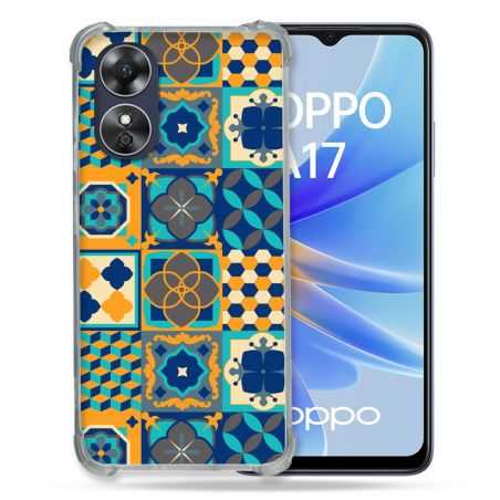 Coque Renforcée Pour Oppo A17 Texture Carreau Ciment Orange
