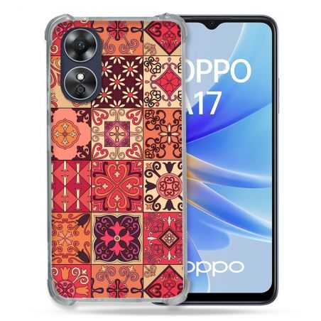 Coque Renforcée Pour Oppo A17 Texture Carreau Ciment Rouge