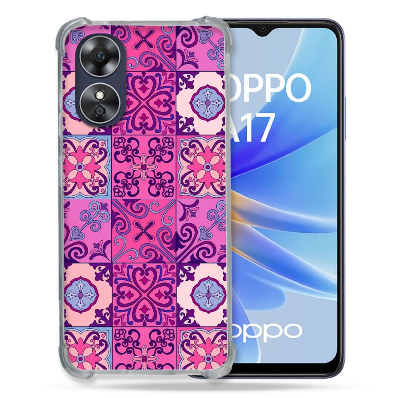 Coque Renforcée Pour Oppo A17 Texture Carreau Ciment Violet