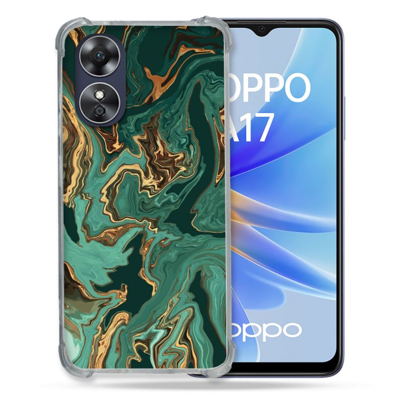 Coque Renforcée Pour Oppo A17 Texture Marbre Vert