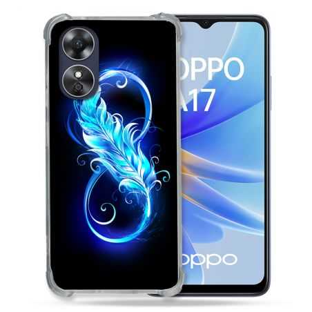 Coque Renforcée Pour Oppo A17 Texture Plume Infini Bleu
