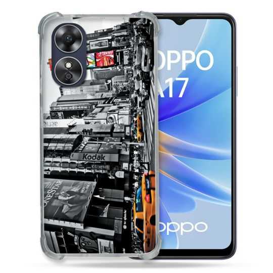 Coque Renforcée Pour Oppo A17 Voyage Amerique USA New York Taxi