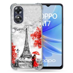 Coque Renforcée Pour Oppo A17 Voyage France Paris Rouge