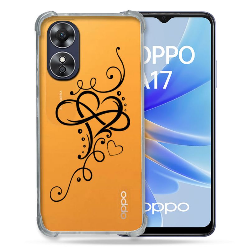 Coque Renforcée Transparente Pour Oppo A17 Cœur infini